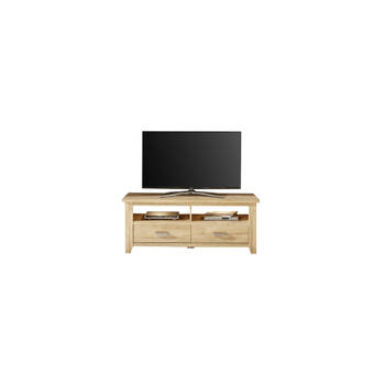 Canasta TV-meubel 2 lades en 2 planken, eiken decor.
