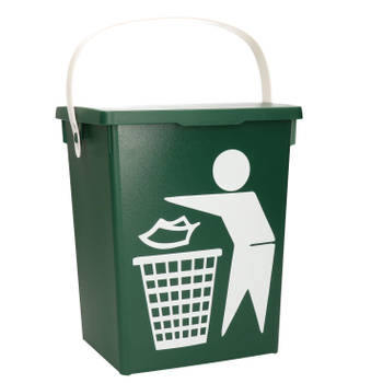 Gft afvalbakje voor aanrecht - 5L - klein - groen - afsluitbaar - 20 x 17 x 23 cm - compostbakje - Prullenbakken