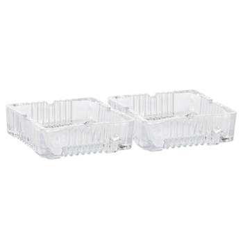 Excellent Houseware set van 2x stuks vierkante glazen transparante asbak 10 cm - Asbakken