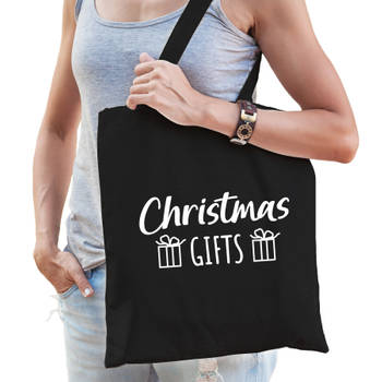 Christmas gifts katoenen tasje zwart volwassenen - Feest Boodschappentassen