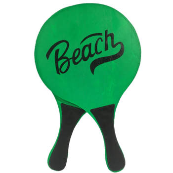 Houten beachball set neon groen - Beachballsets