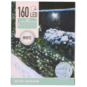 Kerstverlichting lichtnetten/netverlichting 200 x 100 cm helder wit - Kerstverlichting lichtgordijn