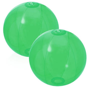 2x stuks opblaasbare strandballen Beach fun plastic groen 28 cm - Strandballen