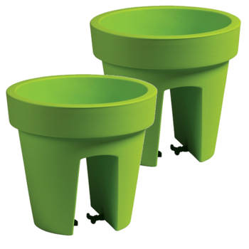 2x stuks balkon plantenpot/bloempot lime groen 5 liter kunststof D25 x H22.5 cm - Plantenpotten