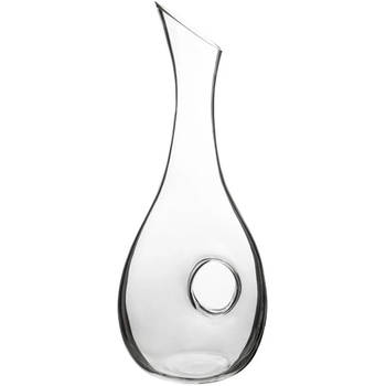 Wijn karaf/decanteer kan 1 liter van glas met slanke afgeschuinde hals - Decanteerkaraf