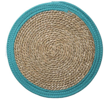 Ronde placemat zeegras blauw 39 cm - Placemats