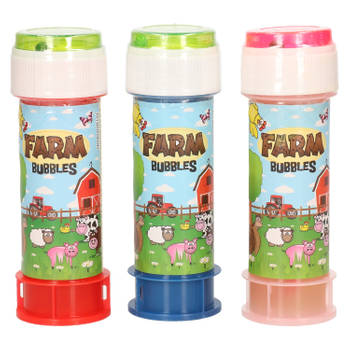 3x Boerderij dieren bellenblaas flesjes met bal spelletje in dop 60 ml voor kinderen - Bellenblaas