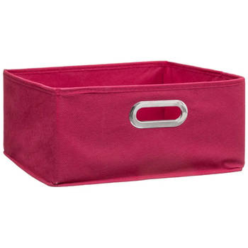 5Five Opbergmand/kastmand - framboos roze - linnen - 31 x 31 x 15 cm - Opbergmanden