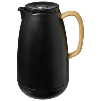 Koffie/thee thermoskan/isoleerkan RVS 1 liter zwart - Thermoskannen
