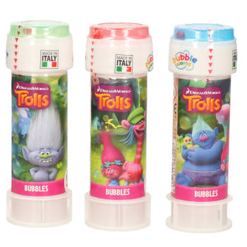 3x Trolls/trollen bellenblaas flesjes met bal spelletje in dop 60 ml voor kinderen - Bellenblaas
