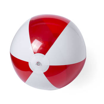 Opblaasbare strandbal plastic rood/wit 28 cm - Strandballen