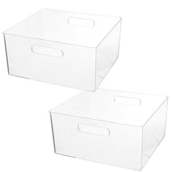 Set van 2x stuks creme potjes/flesjes/make-up houder/box vierkant 31 x 15 cm van kunststof - Opbergbox