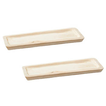 Set van 2x stuks rechthoekig kaarsenbord/kaarsenplateau hout 50 x 3 x 17 cm - Kaarsenplateaus