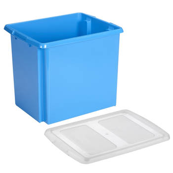 Sunware opslagbox kunststof 45 liter blauw 45 x 36 x 36 cm met deksel - Opbergbox