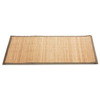 Giftdecor Badkamermat - anti-slip - bamboe - 50 x 80 cm - grijze rand - Badmatjes
