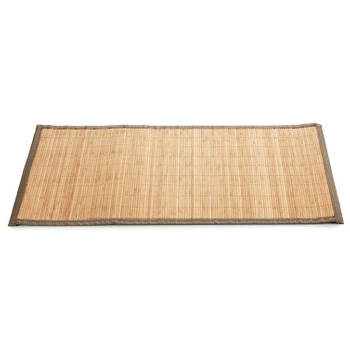 Badkamer vloermat anti-slip lichte bamboe 50 x 80 cm met grijze rand - Badmatjes