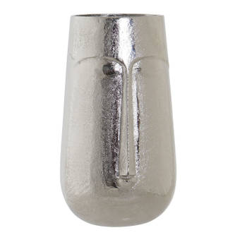 Bloemenvaas zilver van aluminium met gezicht 16 x 28 cm - Vazen