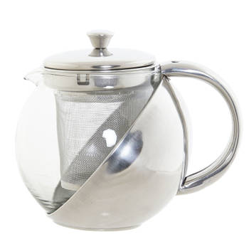 Theepot van glas en RVS 600 ml met filter/infuser en handvat - Theepotten