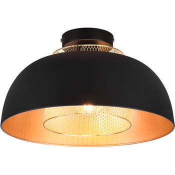 LED Plafondlamp - Plafondverlichting - Trion Palmo - E27 Fitting - Rond - Mat Zwart - Aluminium