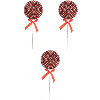 3x Kerst hangdecoratie rood/witte lolly snoepgoed 36 cm - Kersthangers