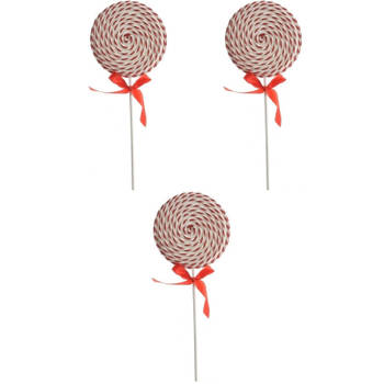 3x Kerst hangdecoratie wit/rode lolly snoepgoed 36 cm - Kersthangers