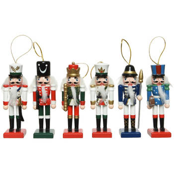 6x Kerstboomversiering notenkraker poppen/soldaten ornamenten 12 cm - Kersthangers