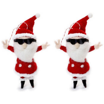 2x Kerstman kerstornamenten kersthangers 12 cm - Kersthangers