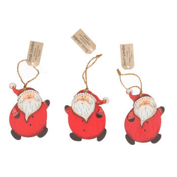 Kersthangers - 3x stuks - kerstmannen - hout - 10 cm - Kersthangers