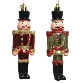 2x Kerstboomhangers notenkrakers poppetjes/soldaten 9 cm - Kersthangers