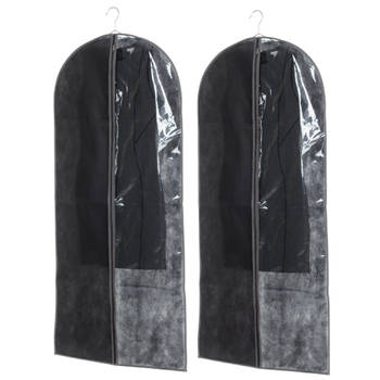 Set van 2x stuks kleding/beschermhoezen pp zwart 135 cm inclusief kledinghangers - Kledinghoezen