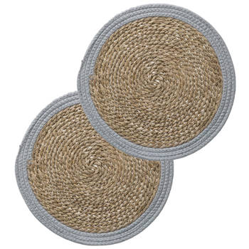 Set van 4x stuks placemats zeegras grijs 39 cm - Placemats