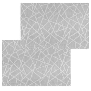 Set van 4x stuks placemats grafische print grijs texaline 45 x 30 cm - Placemats