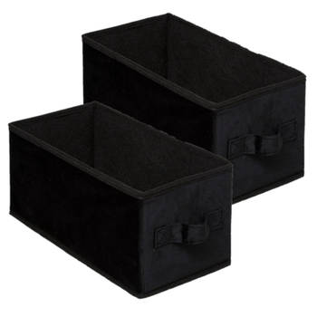 Set van 2x stuks opbergmand/kastmand 7 liter zwart polyester 31 x 15 x 15 cm - Opbergmanden