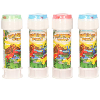 4x Dinosaurus bellenblaas flesjes met bal spelletje in dop 60 ml voor kinderen - Bellenblaas