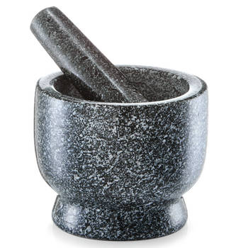 Vijzel met stamper graniet zwart D12 x H10 cm - Vijzel en mortier