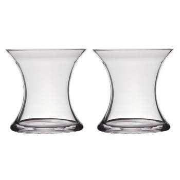 Set van 2x stuks transparante stijlvolle x-vormige vaas/vazen van glas 15 x 15 cm - Vazen