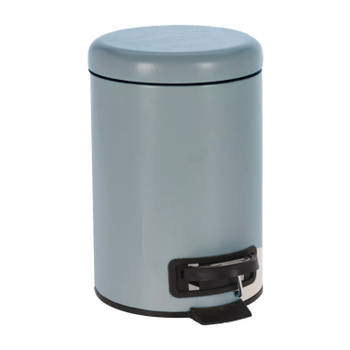 Grijs blauwe vuilnisbak/pedaalemmer 3 liter van 17 x 25 cm - Pedaalemmers