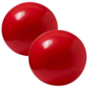 2x stuks opblaasbare strandballen extra groot plastic rood 40 cm - Strandballen