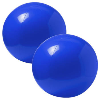 2x stuks opblaasbare strandballen extra groot plastic blauw 40 cm - Strandballen