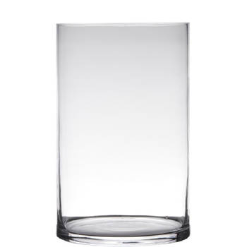 Transparante home-basics cilinder vorm vaas/vazen van glas 25 x 19 cm - Vazen