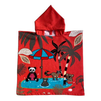 Bad cape/poncho voor kinderen dierenprint 60 x 120 cm microvezel - Badcapes