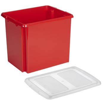 Sunware opslagbox kunststof 45 liter rood 45 x 36 x 36 cm met deksel - Opbergbox