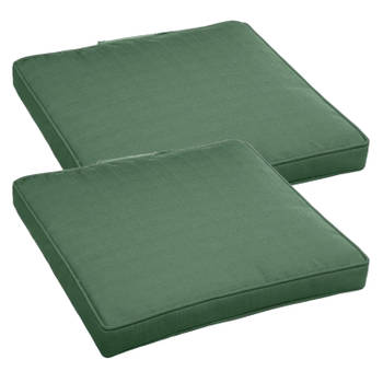 Set van 2x stuks stoelkussens voor binnen en buiten in de kleur olijf groen 40 x 40 x 4 cm - tuinstoelkussens
