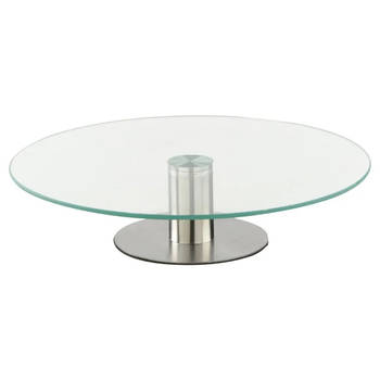 Serveerschaal/taartplateau met roterend glas D30 x 7 cm - Etageres
