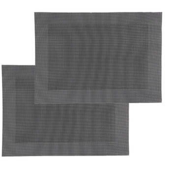 Set van 6x stuks placemats zwart texaline 50 x 35 cm - Placemats