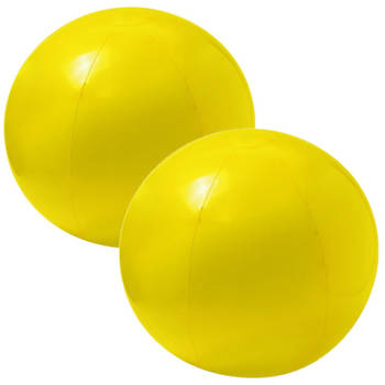2x stuks opblaasbare strandballen extra groot plastic geel 40 cm - Strandballen