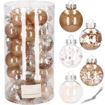 Kerstballen 30 Stuks 6 cm Transparant/Goud