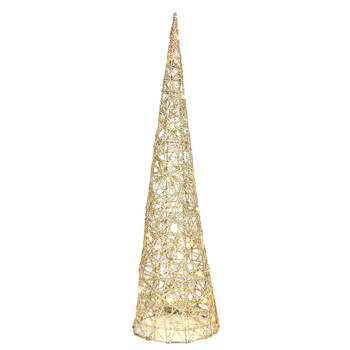 Countryfield LED kerstboom kegel - H80 cm - goud - metaal - kerstverlichting figuur
