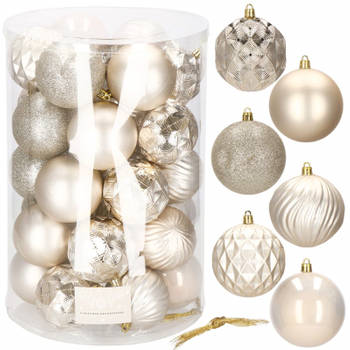 Kerstballen 30 Stuks 8 cm Beige/Goud Tinten