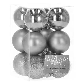 Kerstballen 12 Stuks 6 cm Zilver